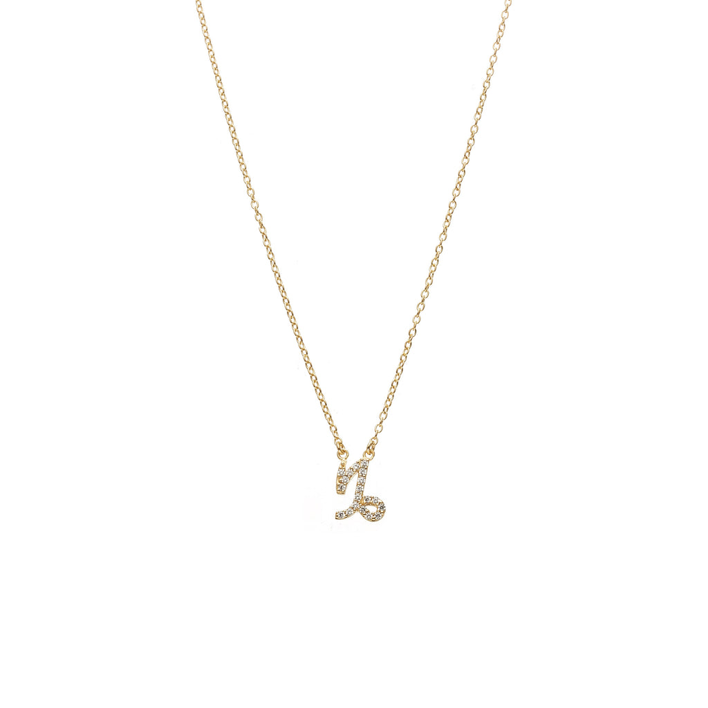 Silk & Steel Jewellery Capricorn Star Sign Pendant Necklace in 14k gold-plated Sterling Silver with Cubic Zirconias