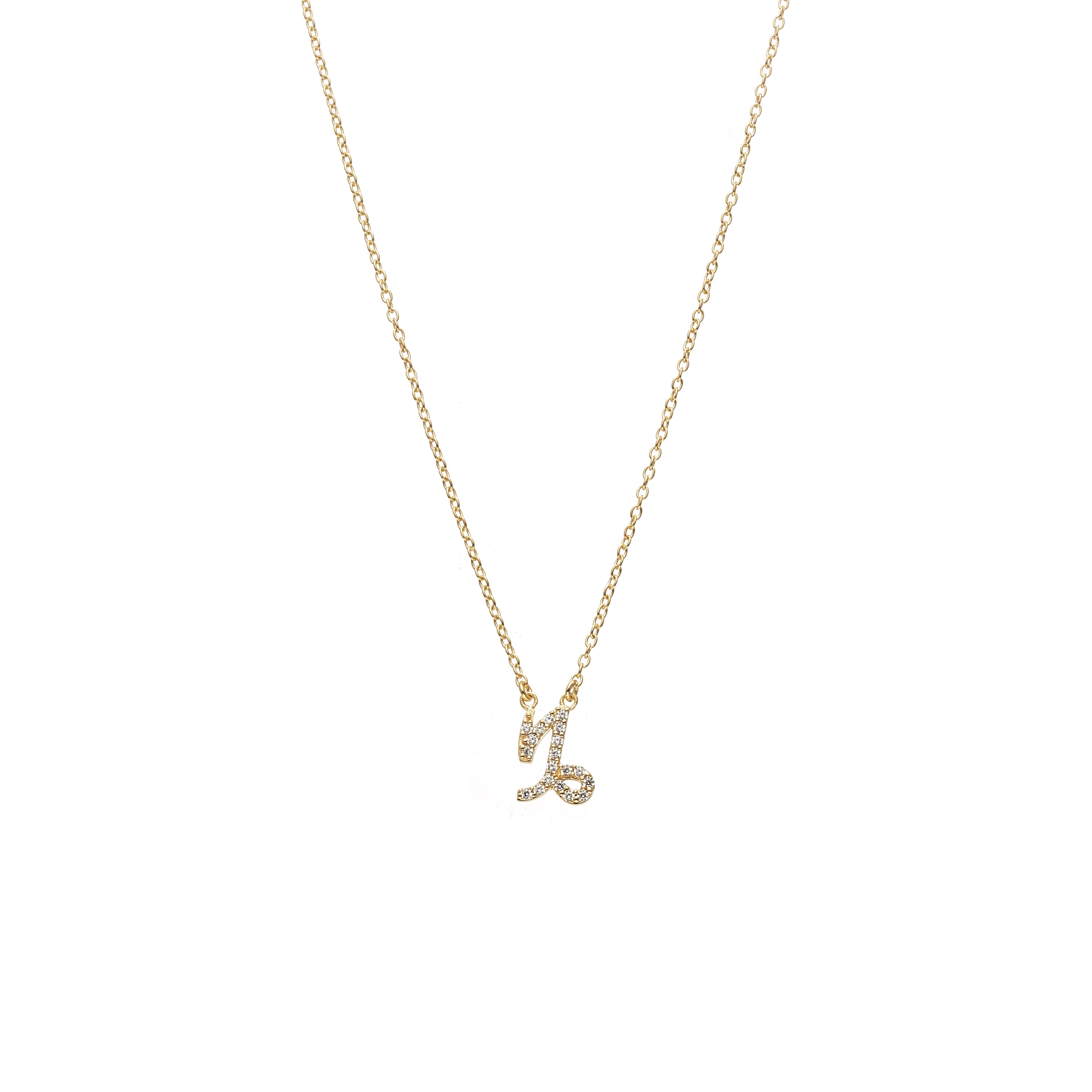 Silk & Steel Jewellery Capricorn Star Sign Pendant Necklace in 14k gold-plated Sterling Silver with Cubic Zirconias