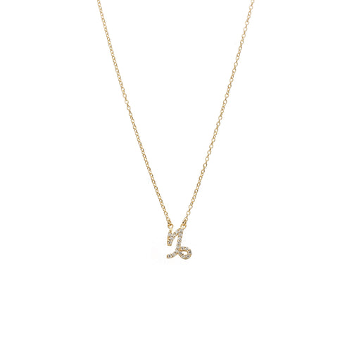 Silk & Steel Jewellery Capricorn Star Sign Pendant Necklace in 14k gold-plated Sterling Silver with Cubic Zirconias