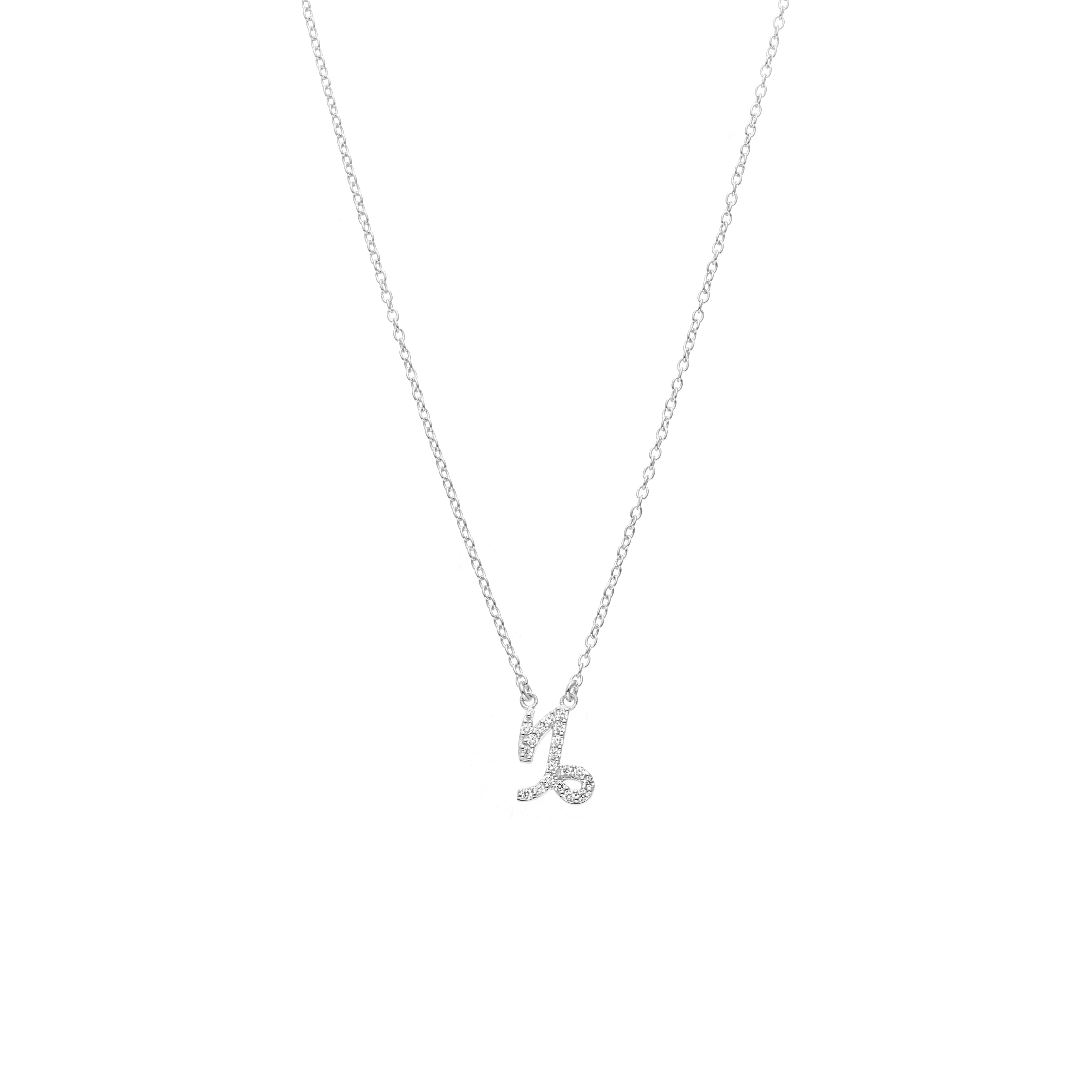 Silk & Steel Jewellery Capricorn Star Sign Pendant Necklace in Sterling Silver with Cubic Zirconias