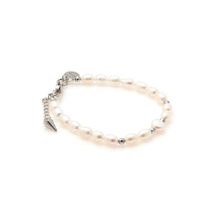 Silk & Steel Celine bracelet with silver hematite beads and freshwater pearls