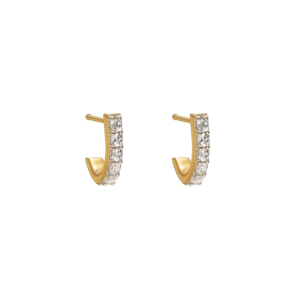 Ciel Half Hoop Earrings in 14k gold-plated sterling silver with Cubic Zirconias | Silk & Steel Jewellery