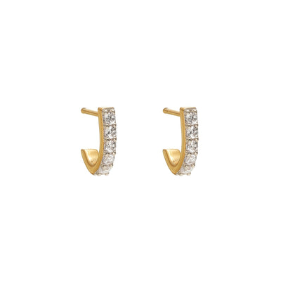 Ciel Half Hoop Earrings in 14k gold-plated sterling silver with Cubic Zirconias | Silk & Steel Jewellery