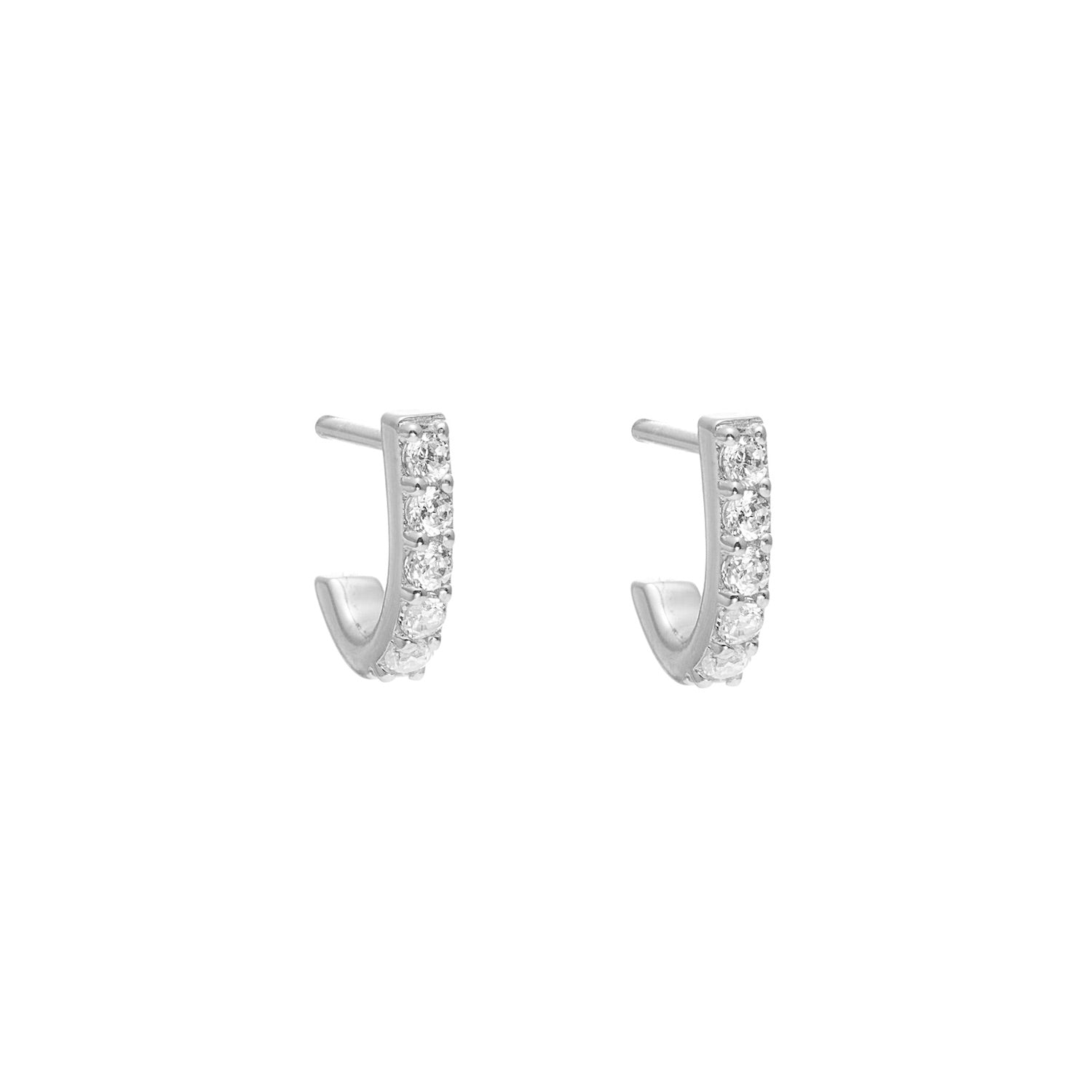 Ciel Half Hoop Earrings in sterling silver with Cubic Zirconias | Silk & Steel Jewellery