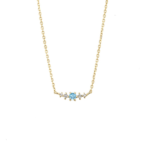 Swiss Blue Topaz December Birthstone Necklace | 14k gold-plated Sterling Silver | Silk & Steel Jewellery