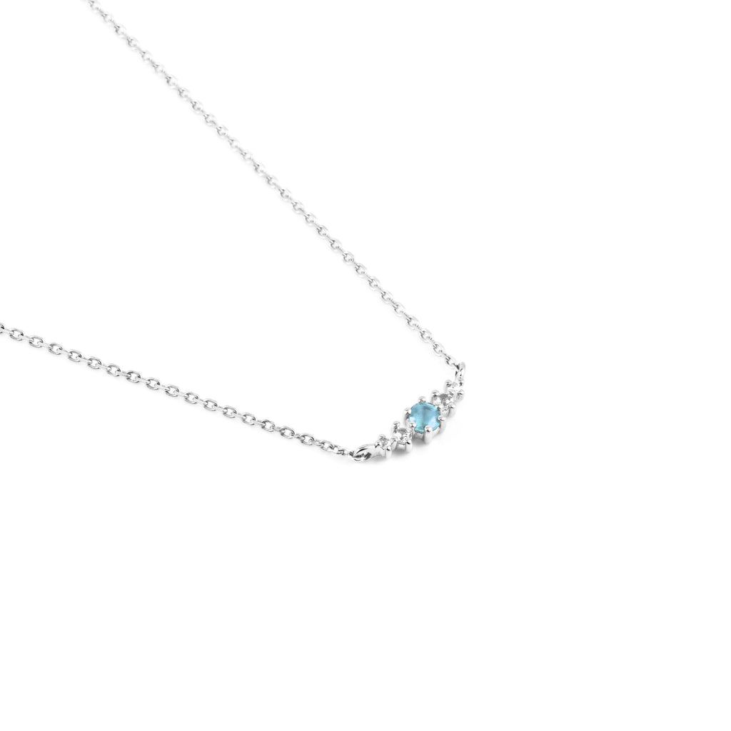 Swiss Blue Topaz December Birthstone Necklace | Rhodium-Plated Sterling Silver | Silk & Steel Jewellery