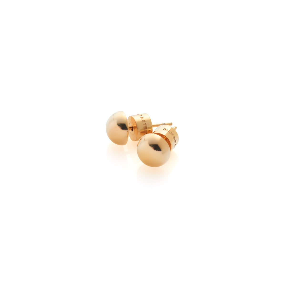 Silk & Steel Dome Studs in 14k gold-plated stainless steel.