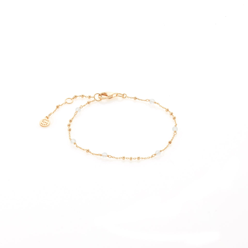 Silk & Steel Dotty Bracelet with natural crystal quartz in 14k gold-plated sterling silver