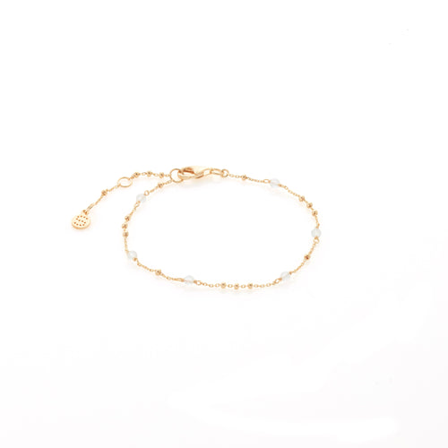 Silk & Steel Dotty Bracelet with natural crystal quartz in 14k gold-plated sterling silver