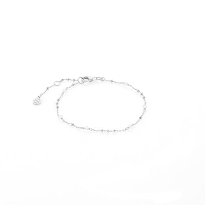 Silk & Steel Dotty Bracelet with natural crystal quartz in rhodium-plated sterling silver