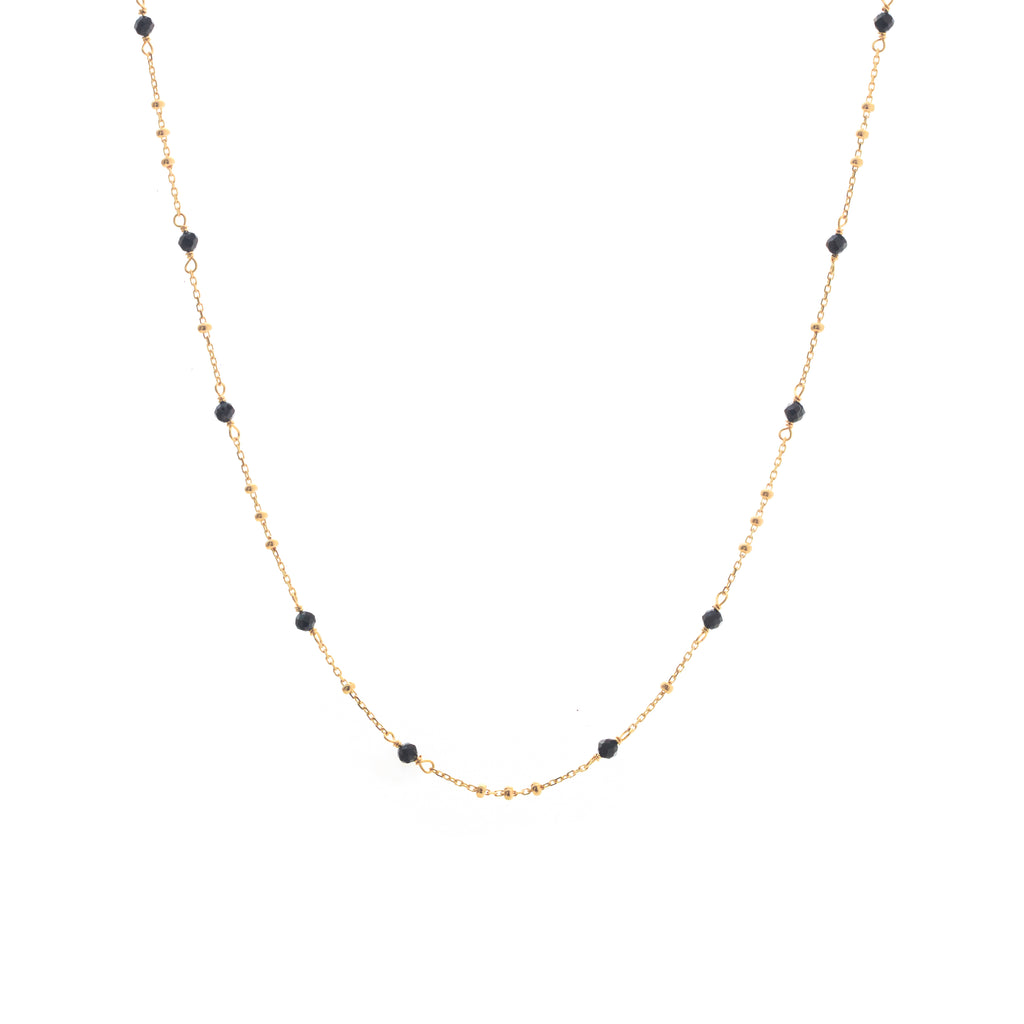 Silk & Steel Dotty Necklace with natural black spinel in 14k gold-plated sterling silver