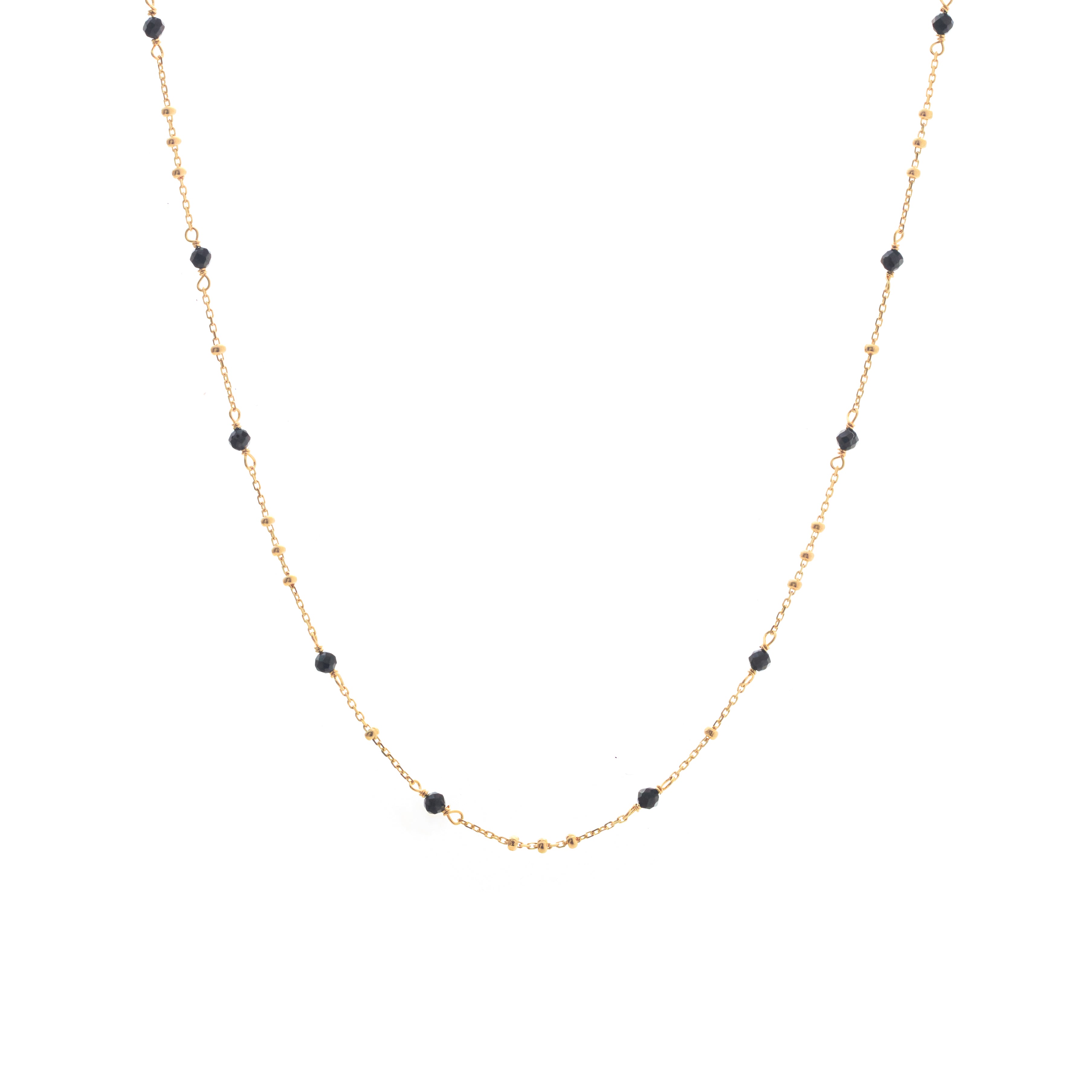 Silk & Steel Dotty Necklace with natural black spinel in 14k gold-plated sterling silver