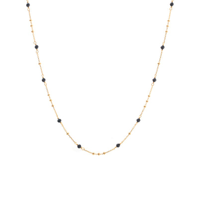 Silk & Steel Dotty Necklace with natural black spinel in 14k gold-plated sterling silver
