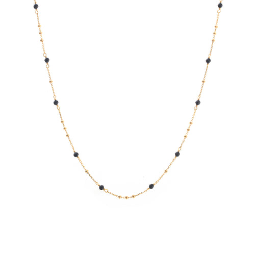 Silk & Steel Dotty Necklace with natural black spinel in 14k gold-plated sterling silver