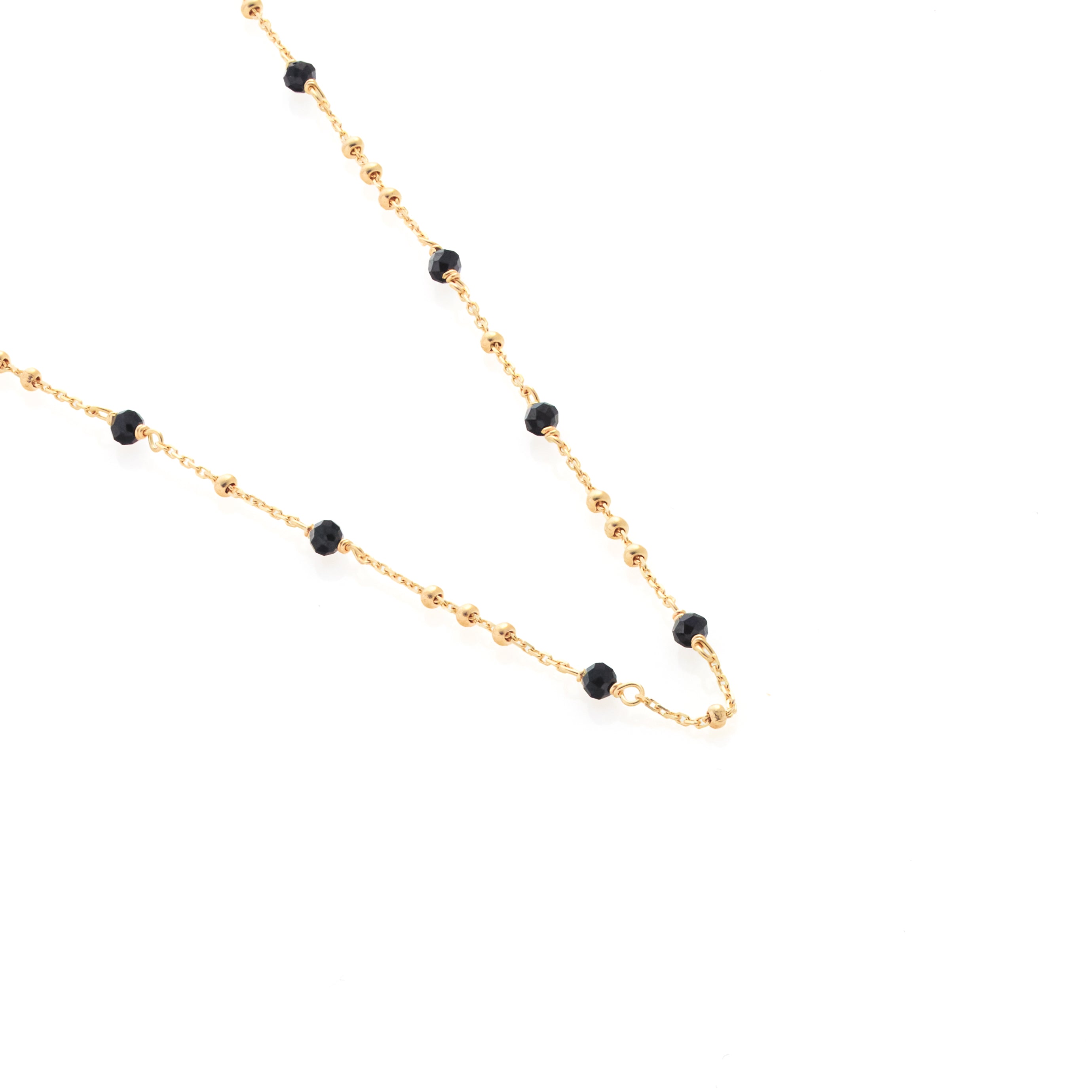 Silk & Steel Dotty and Harmony Necklace with natural black spinel in 14k gold-plated sterling silver