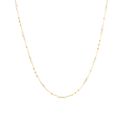 Silk & Steel Dotty Necklace with natural crystal quartz in 14k gold-plated sterling silver