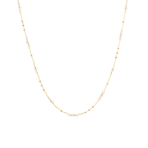 Silk & Steel Dotty Necklace with natural crystal quartz in 14k gold-plated sterling silver