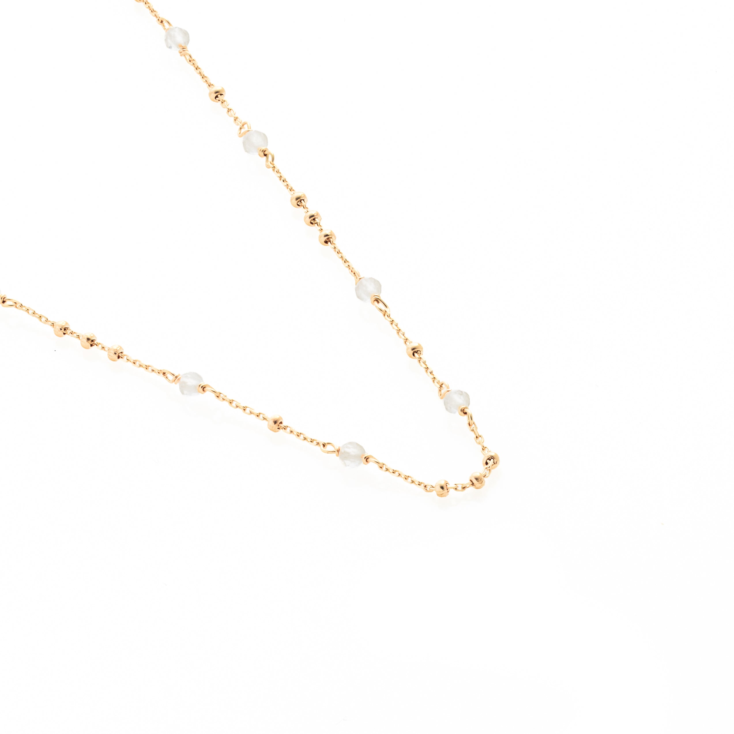 Silk & Steel Dotty Necklace with natural crystal quartz in 14k gold-plated sterling silver
