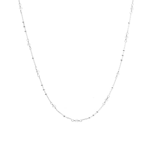 Silk & Steel Dotty Necklace with natural crystal quartz in rhodium-plated sterling silver