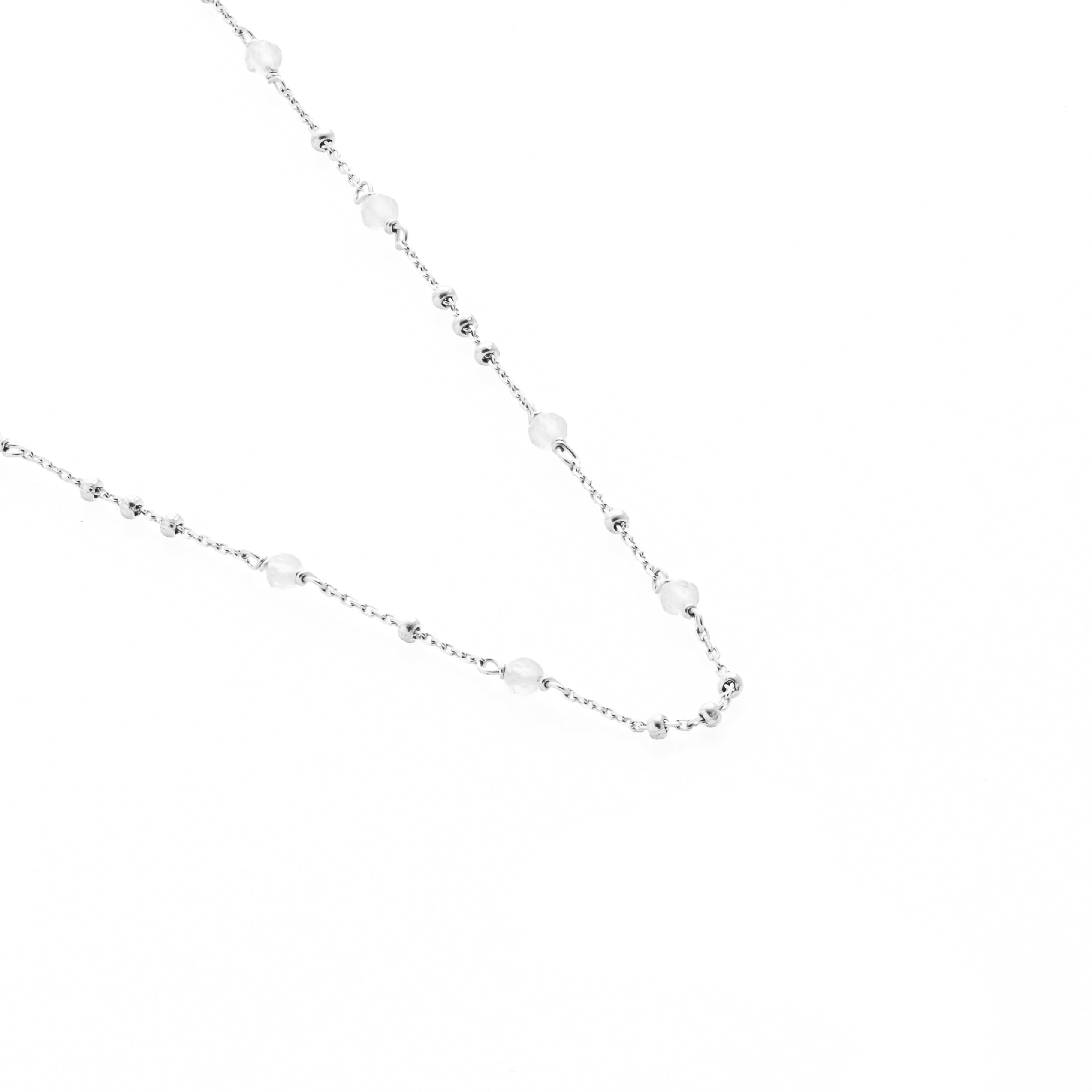 Silk & Steel Dotty Necklace with natural crystal quartz in rhodium-plated sterling silver