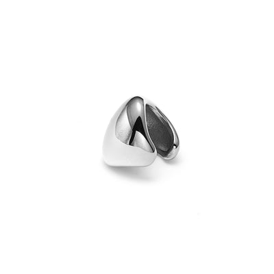 Dynamic Chunky Ear Cuff in silver stainless steel | Silk & Steel Jewellery