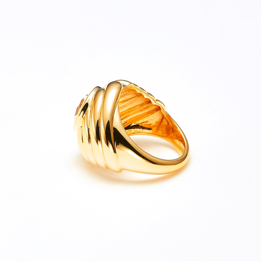 Estelle Ring in 14k gold-plated sterling silver with clear crystal | Silk & Steel Jewellery