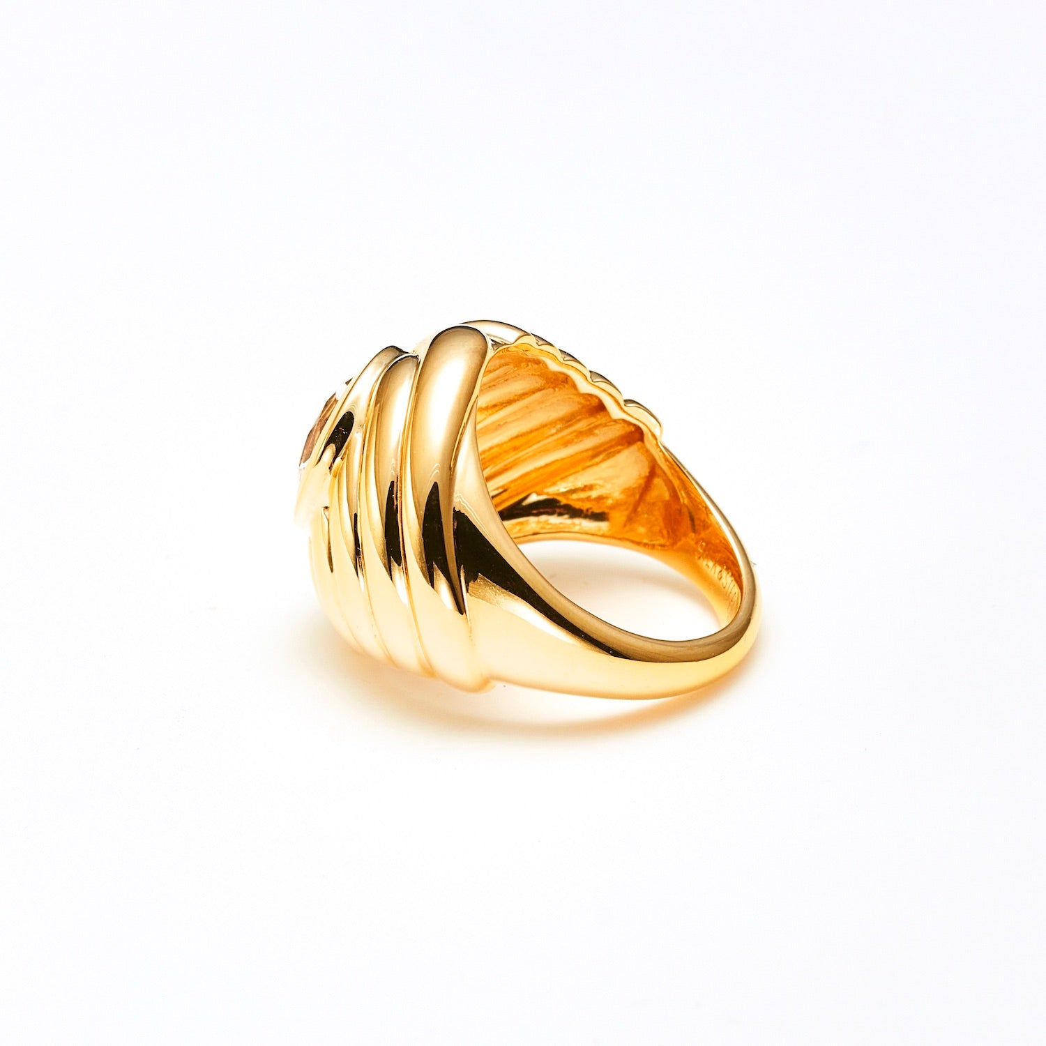 Estelle Ring in 14k gold-plated sterling silver with clear crystal | Silk & Steel Jewellery