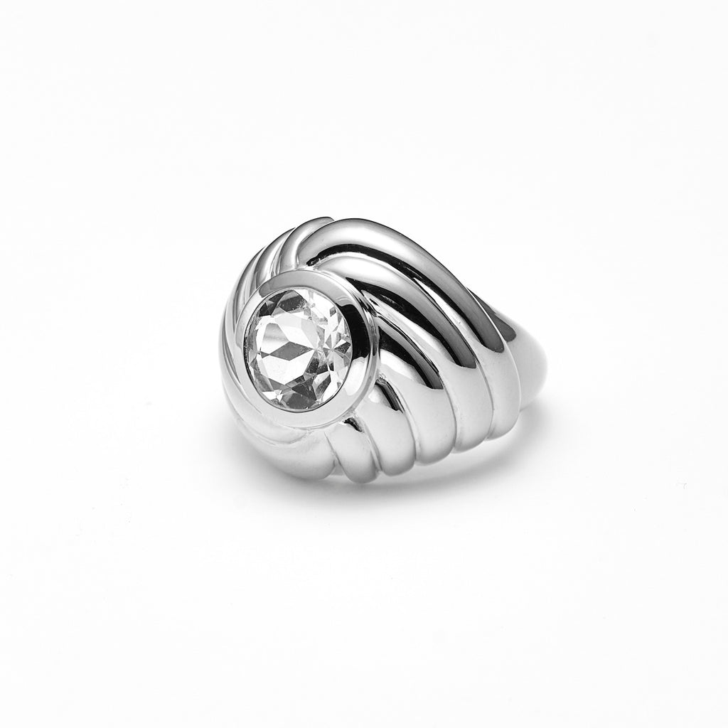 Estelle Ring in sterling silver with clear crystal | Silk & Steel Jewellery