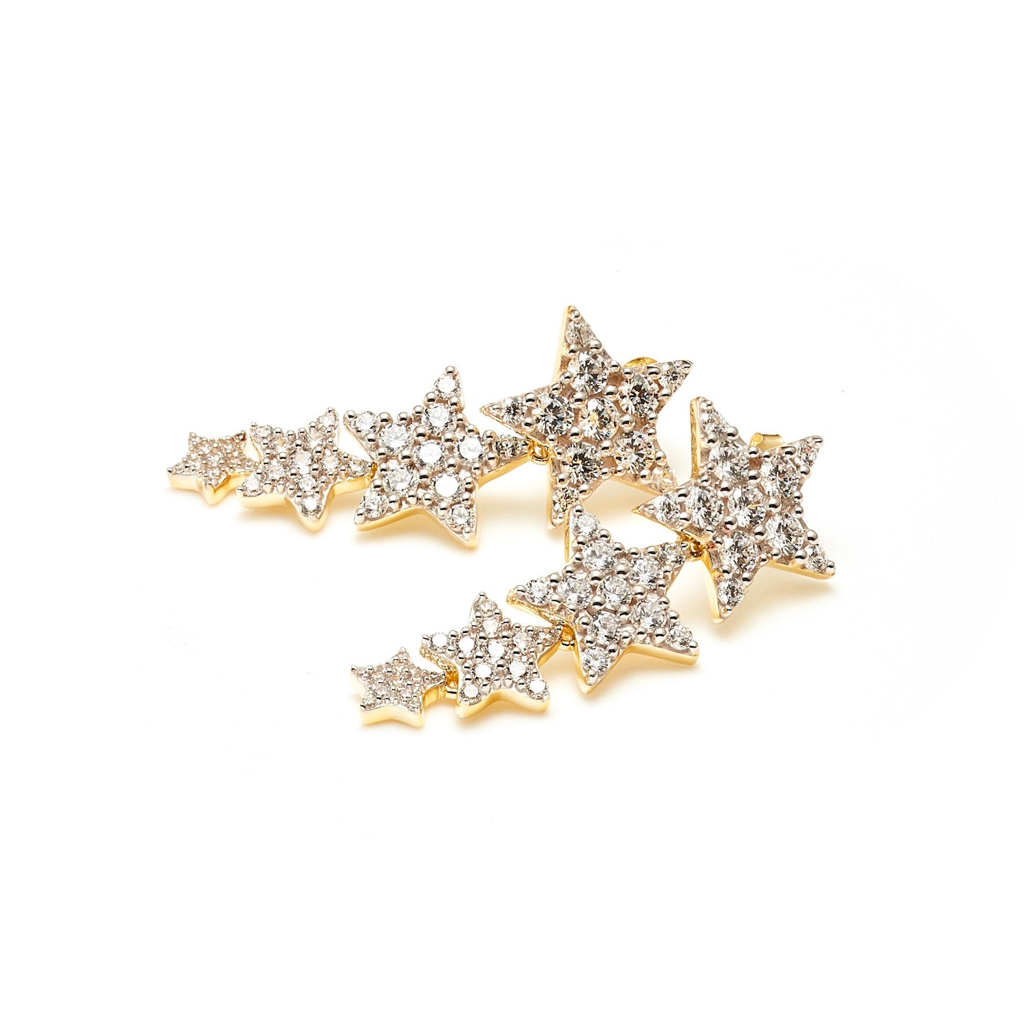 Etoile Drop Earrings with Star Pendants in 14k gold-plated sterling silver with Cubic Zirconias | Silk & Steel Jewellery
