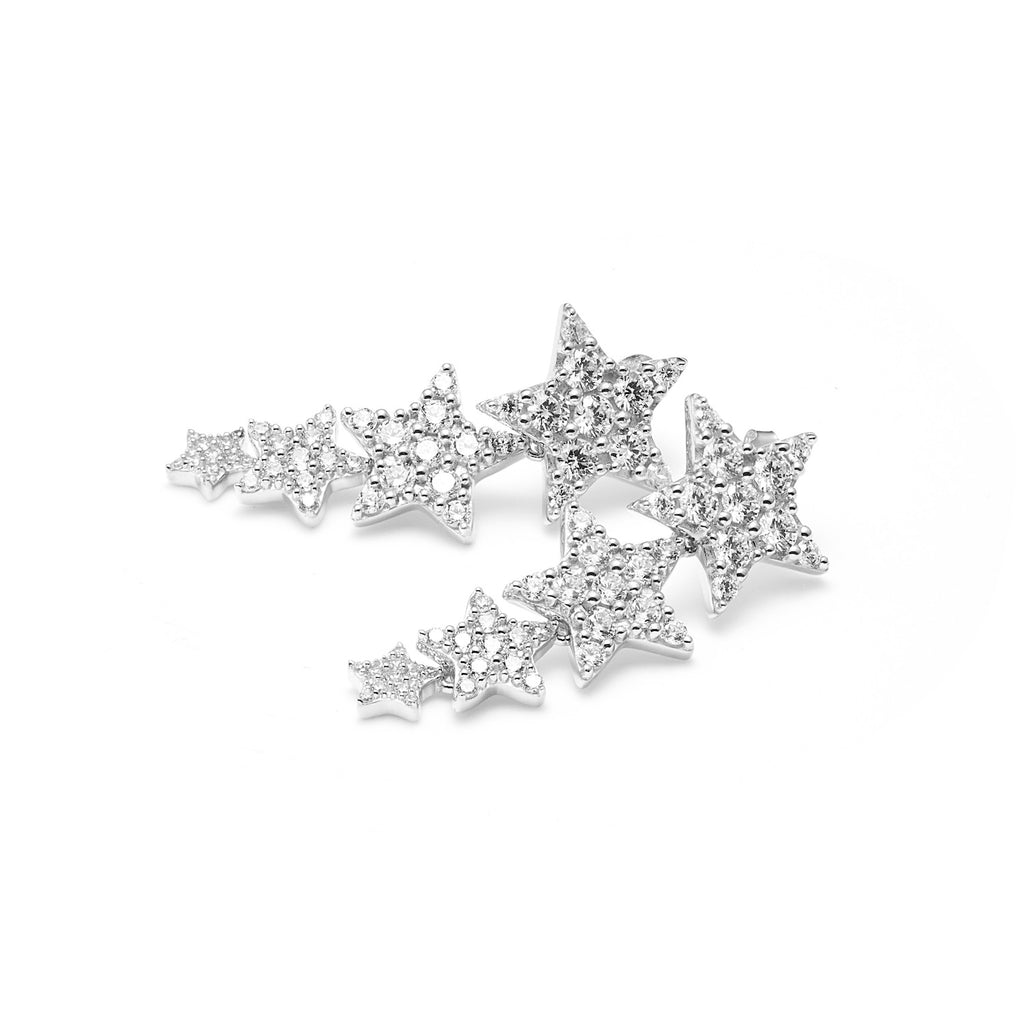 Etoile Drop Earrings with Star Pendants in sterling silver with Cubic Zirconias | Silk & Steel Jewellery