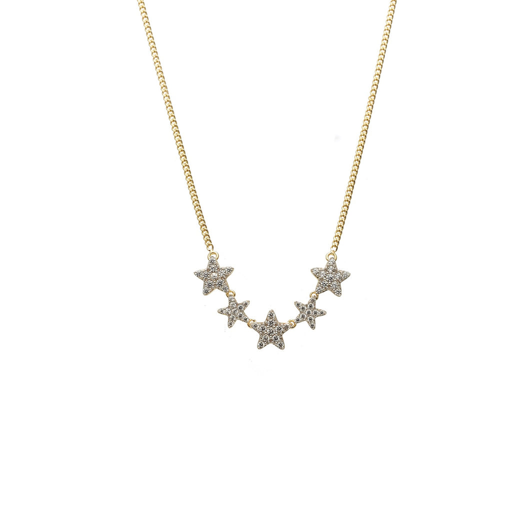 Etoile Star Necklace in 14k gold-plated sterling silver with Cubic Zirconias | Silk & Steel Jewellery