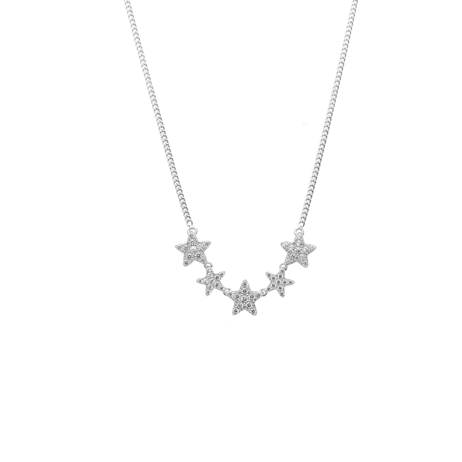 Etoile Star Necklace in sterling silver with Cubic Zirconias | Silk & Steel Jewellery