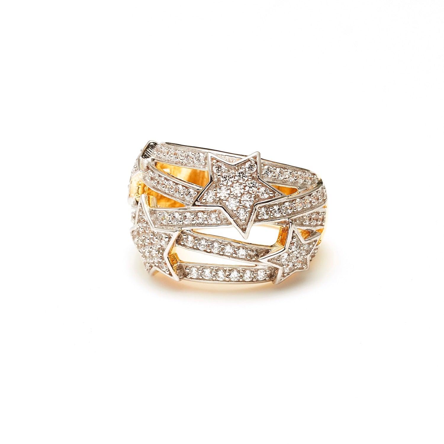 Etoile Star Ring in 14k gold-plated sterling silver with White Zirconias | Silk & Steel Jewellery