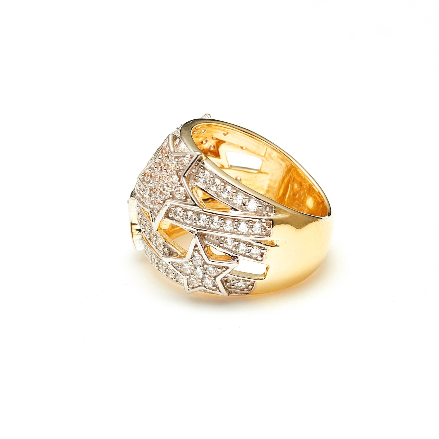 Etoile Star Ring in 14k gold-plated sterling silver with White Zirconias | Silk & Steel Jewellery
