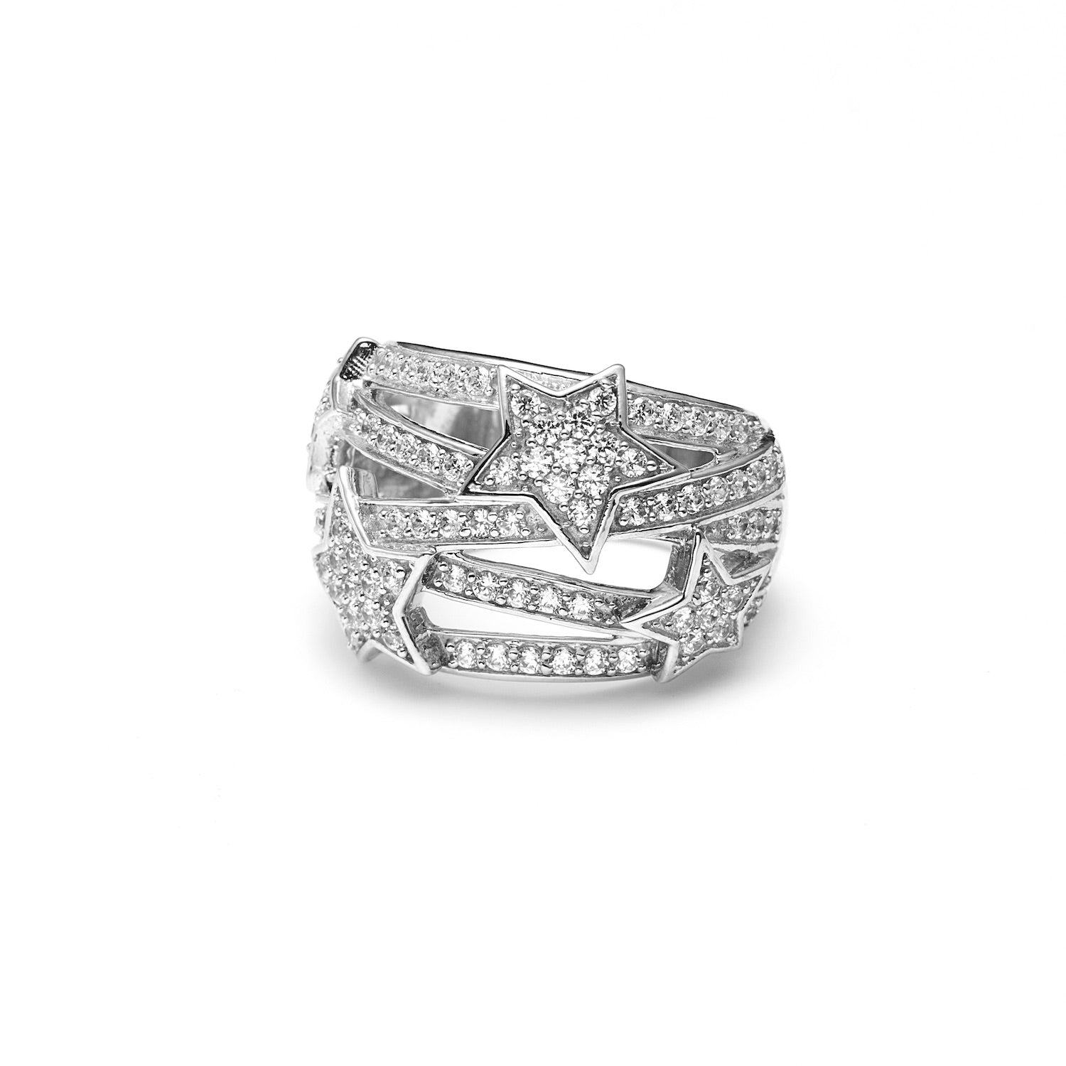 Etoile Star Ring in sterling silver with White Zirconias | Silk & Steel Jewellery