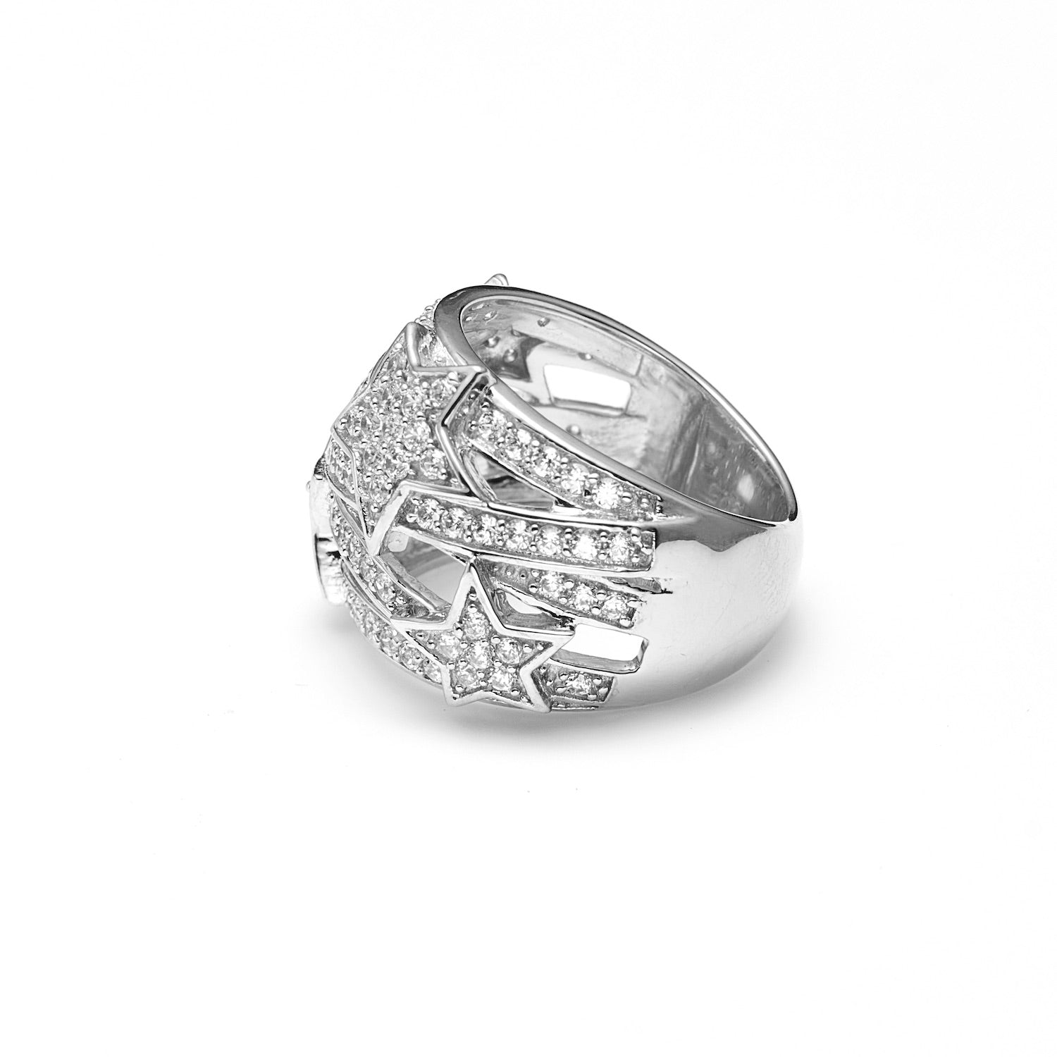 Etoile Star Ring in sterling silver with White Zirconias | Silk & Steel Jewellery