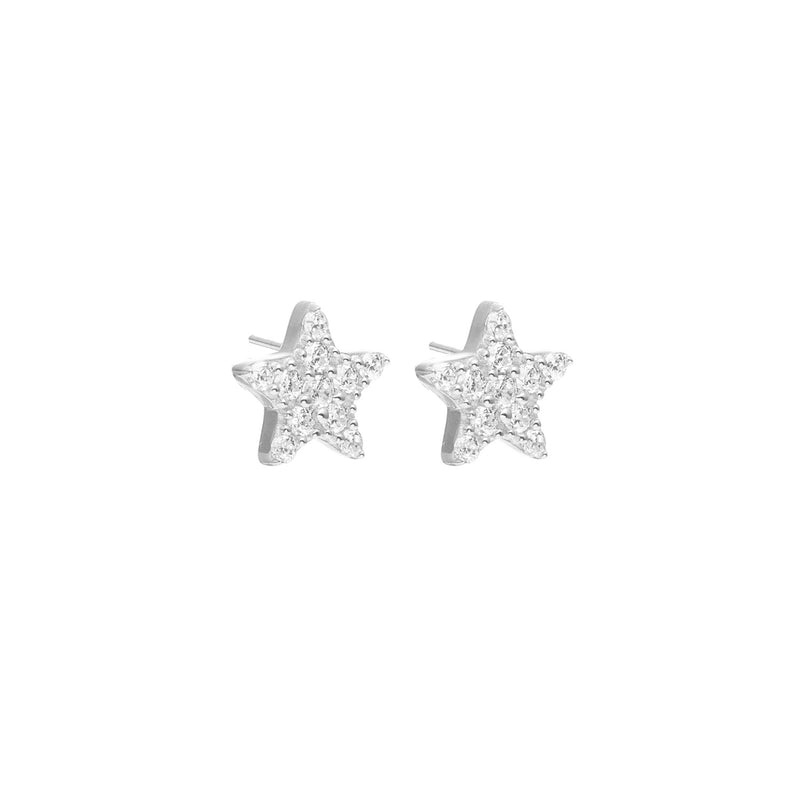 Etoile Stud Earrings with Star Pendant in sterling silver with Cubic Zirconias | Silk & Steel Jewellery