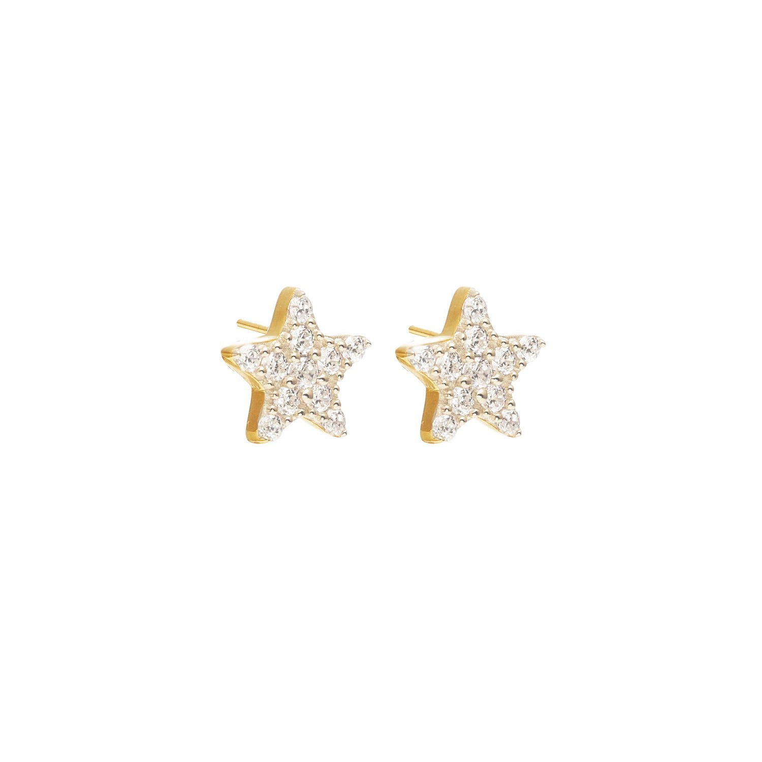 Etoile Stud Earrings with Star Pendant in 14k gold-plated sterling silver with Cubic Zirconias | Silk & Steel Jewellery