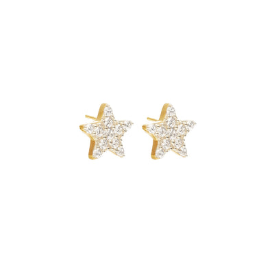 Etoile Stud Earrings with Star Pendant in 14k gold-plated sterling silver with Cubic Zirconias | Silk & Steel Jewellery
