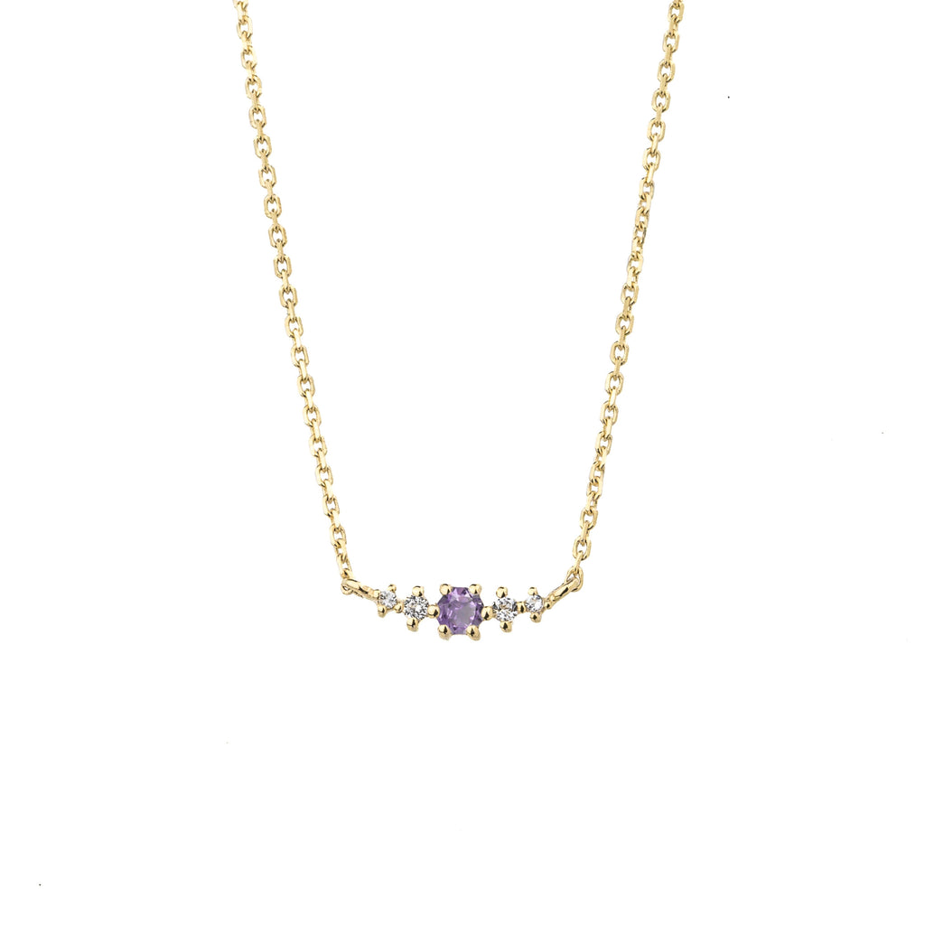 Amethyst February Birthstone Necklace | 14k gold-plated Sterling Silver | Silk & Steel Jewellery