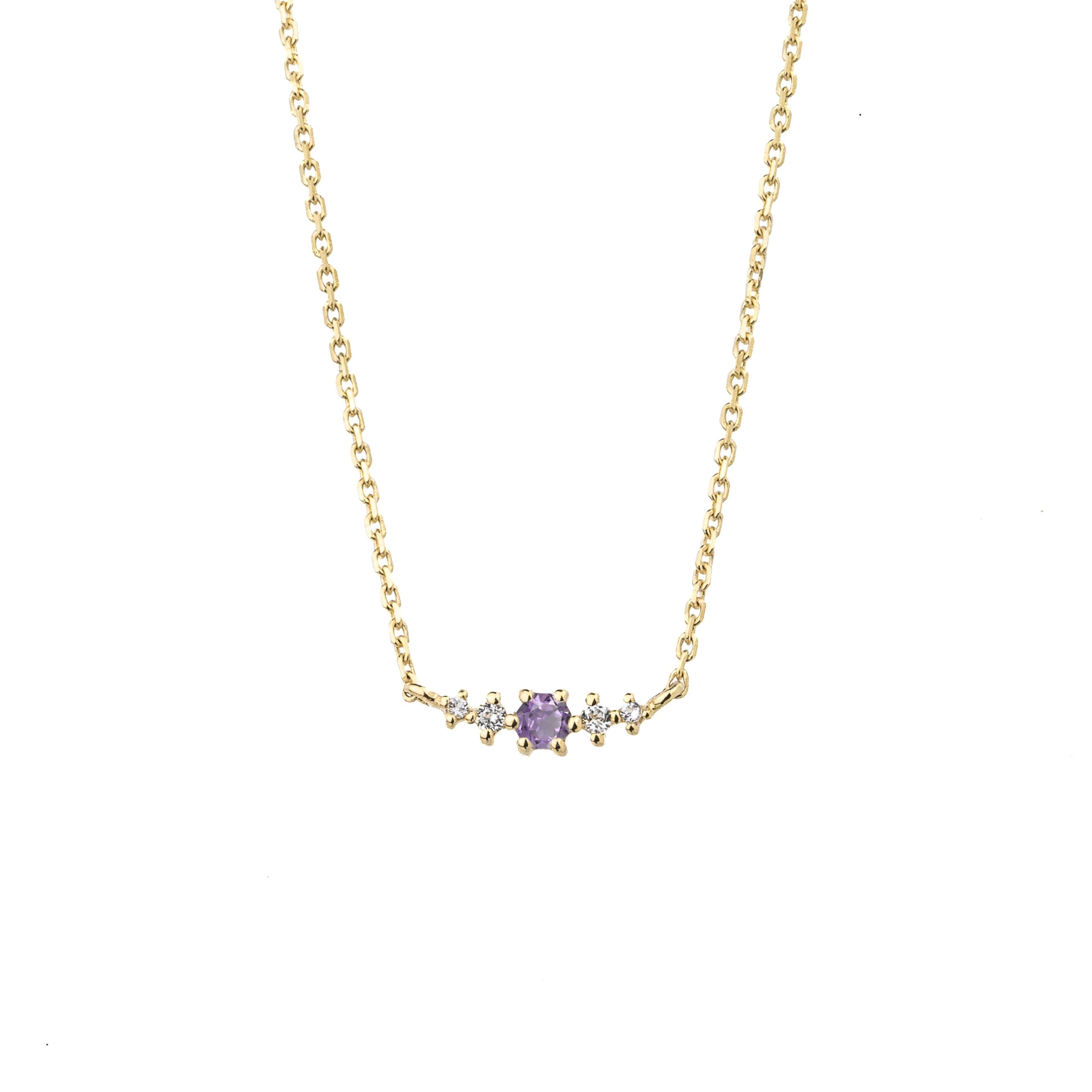 Amethyst February Birthstone Necklace | 14k gold-plated Sterling Silver | Silk & Steel Jewellery