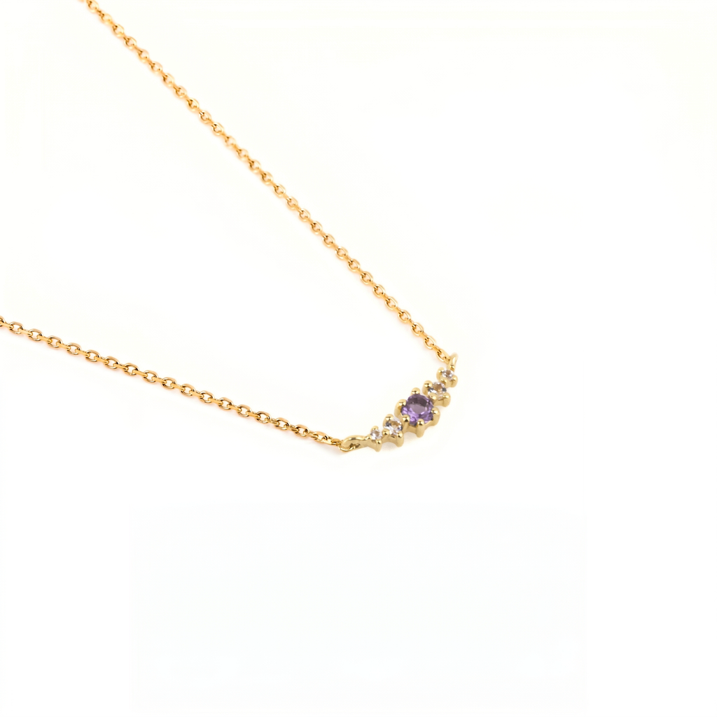 Amethyst February Birthstone Necklace | 14k gold-plated Sterling Silver | Silk & Steel Jewellery