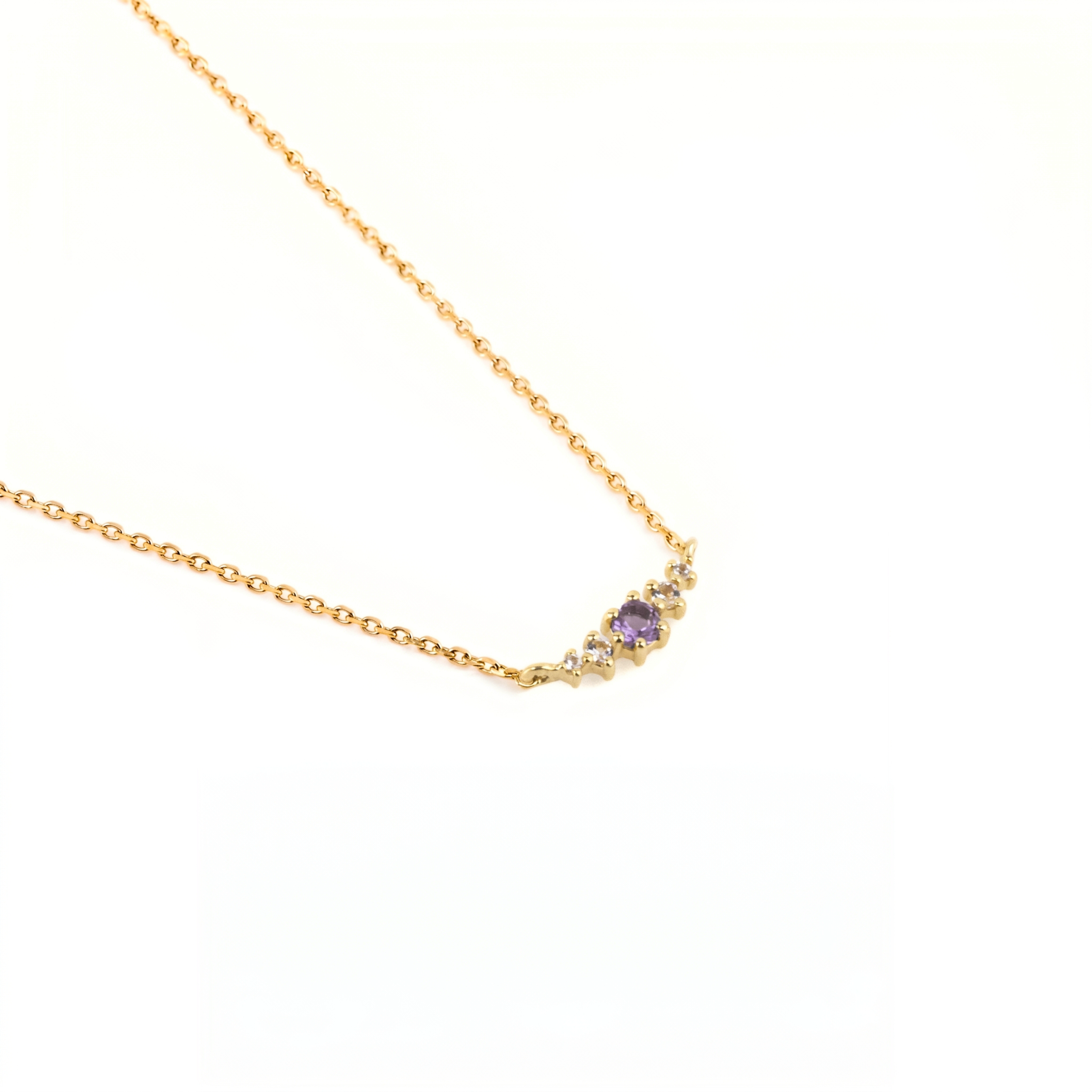 Amethyst February Birthstone Necklace | 14k gold-plated Sterling Silver | Silk & Steel Jewellery