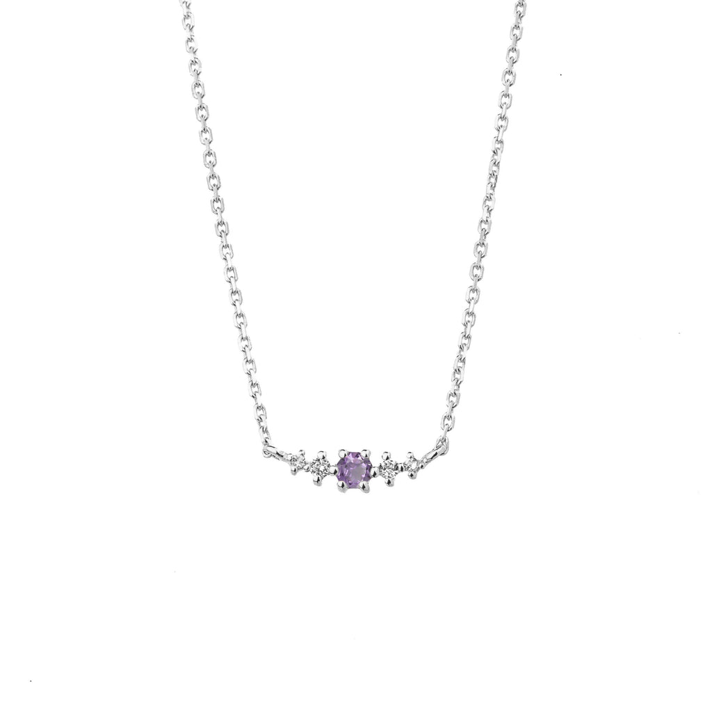 Amethyst February Birthstone Necklace | Rhodium-plated Sterling Silver | Silk & Steel Jewellery