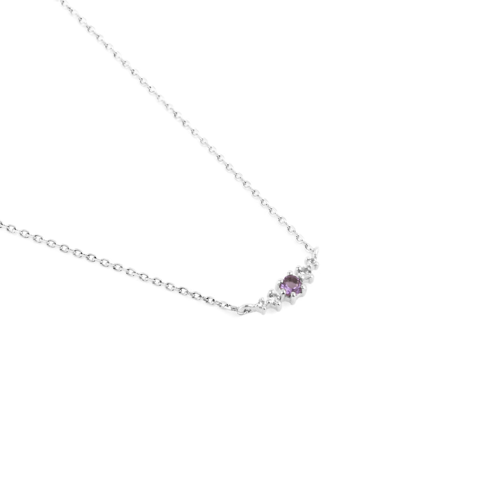 Amethyst February Birthstone Necklace | Rhodium-plated Sterling Silver | Silk & Steel Jewellery