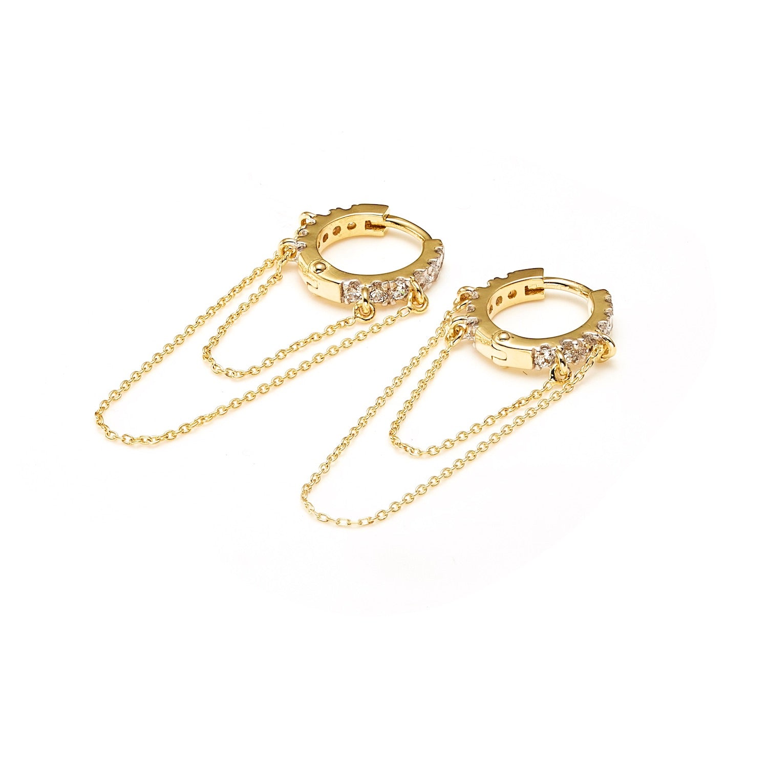 Galaxie Hoop Earrings in 14k gold-plated sterling silver with Cubic Zirconias | Silk & Steel Jewellery