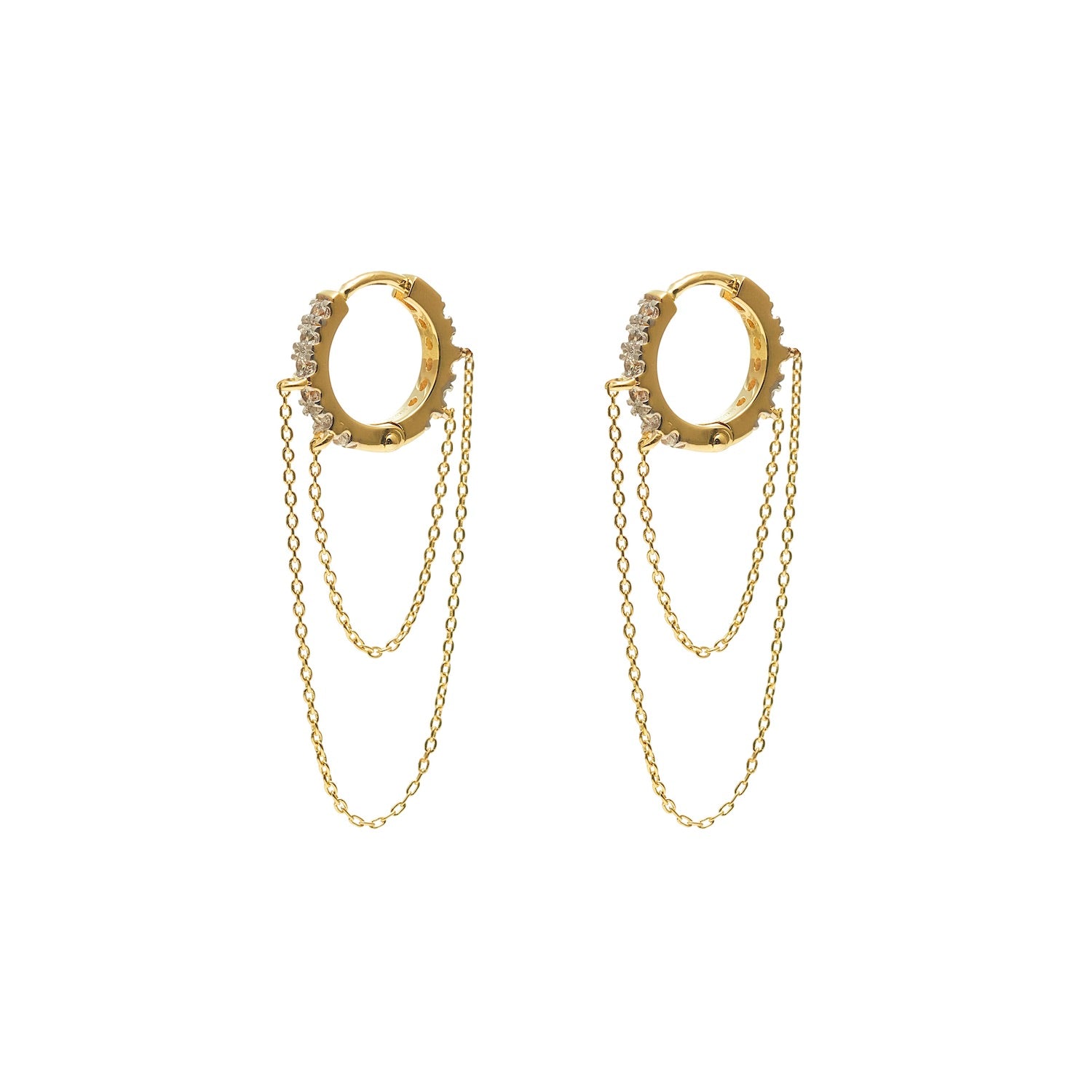 Galaxie Hoop Earrings in 14k gold-plated sterling silver with Cubic Zirconias | Silk & Steel Jewellery