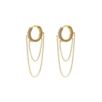 Galaxie Hoop Earrings in 14k gold-plated sterling silver with Cubic Zirconias | Silk & Steel Jewellery