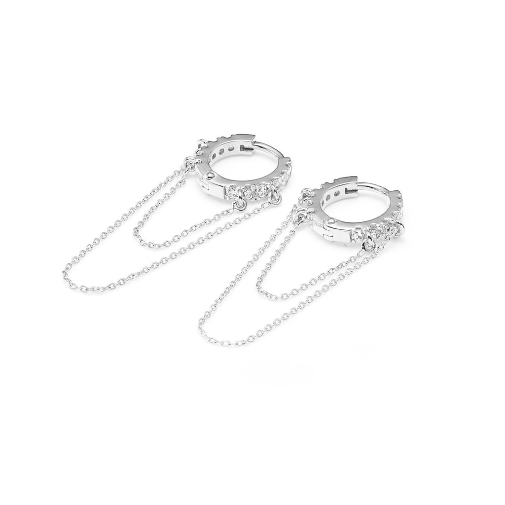 Galaxie Hoop Earrings in sterling silver with Cubic Zirconias | Silk & Steel Jewellery