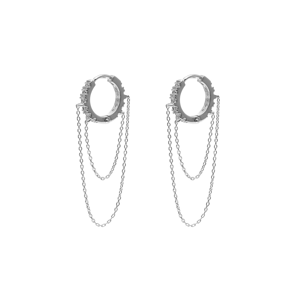 Galaxie Hoop Earrings in sterling silver with Cubic Zirconias | Silk & Steel Jewellery